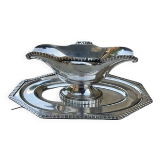 Magnifique Saucière En Métal Argenté Art Déco Georges Weinthal