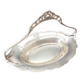 Antique silver-plated metal basket with handle, Phénix silversmith, Art Nouveau.