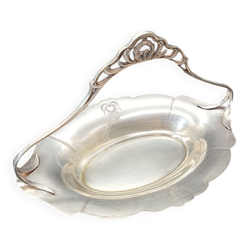 Ancienne corbeille à anse en métal argenté Orfèvrerie Phénix Art Nouveau