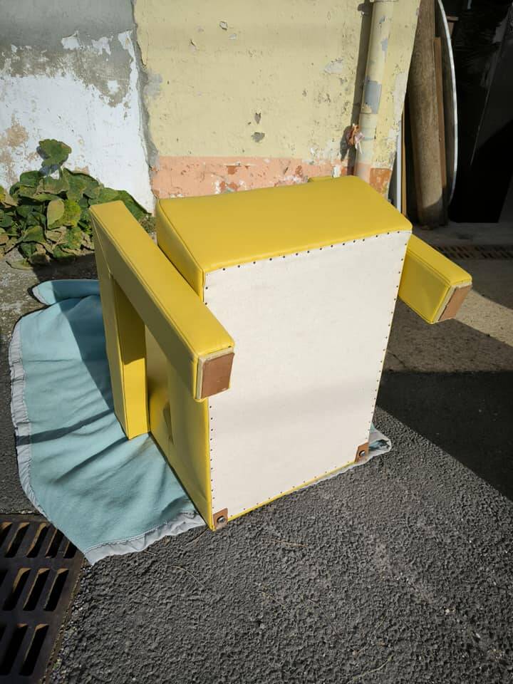 Pair of armchairs in sunny yellow leather