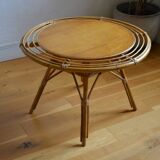 Vintage round rattan coffee table