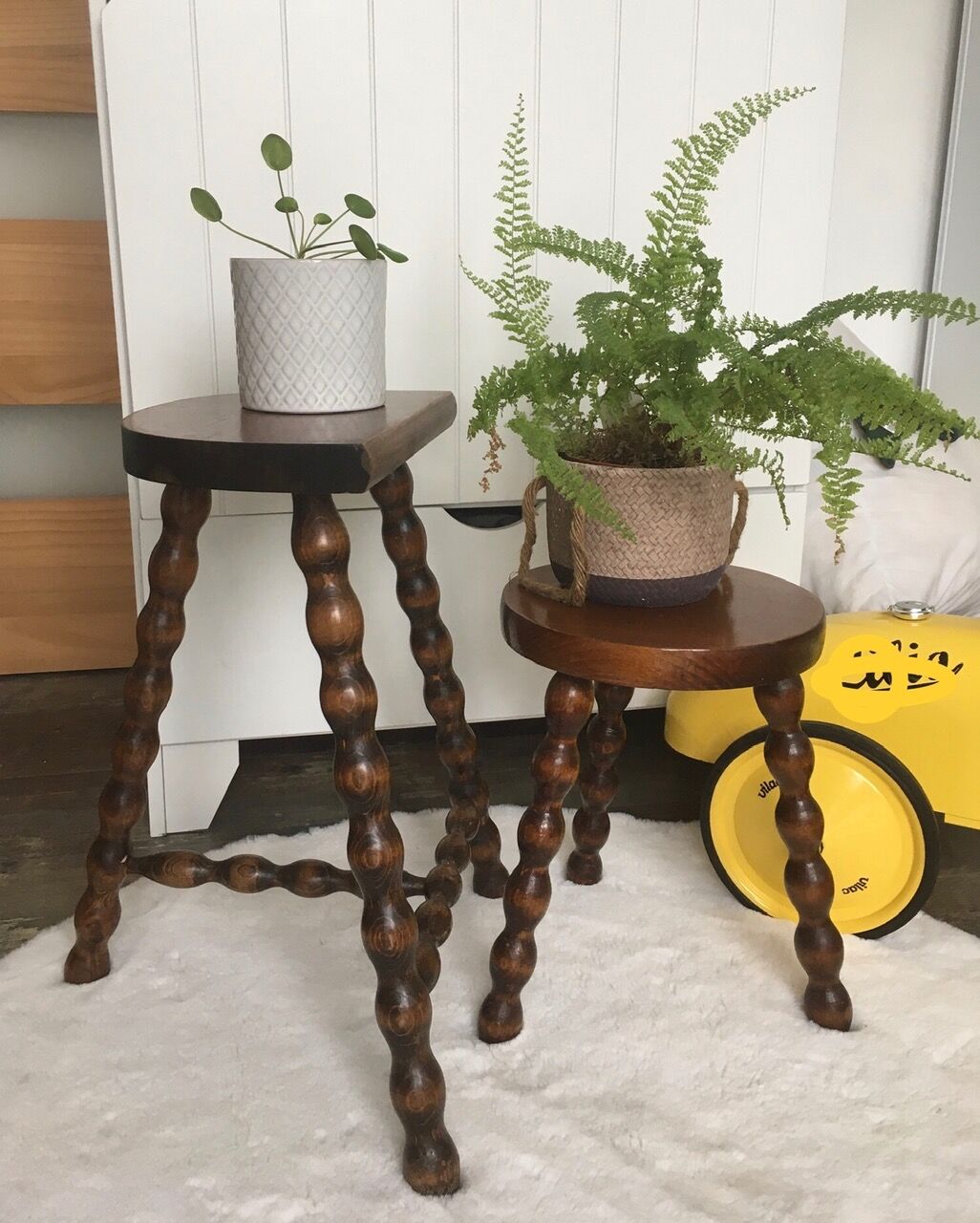 Duo of tripod stools