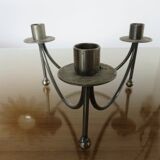 Tripod candlestick in crude steel for 3 candles 70s