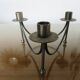Tripod candlestick in crude steel for 3 candles 70s