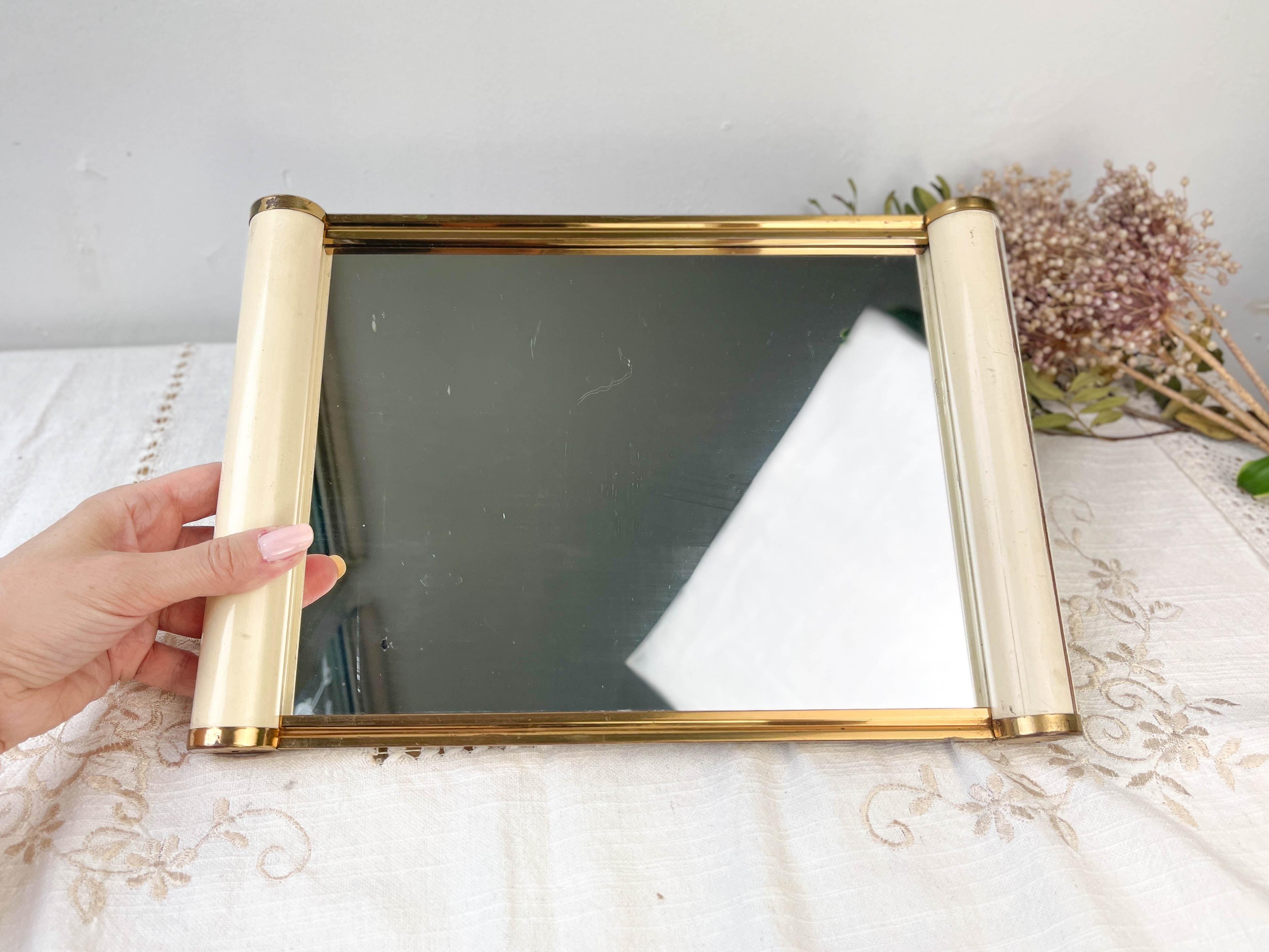 Durinox Oxydor roller mirror serving tray Art Deco style