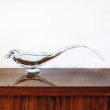 French crystal glass bird dish art vannes art glass mid century vintage mcm sculpture