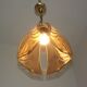French ceiling light in gold metal with 4 decorative glass panels.