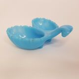 Saleron / serviteur en opaline bleue