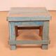 Old small workshop bedside table in Burmese teak original blue patina / ideal in fifth wheel p