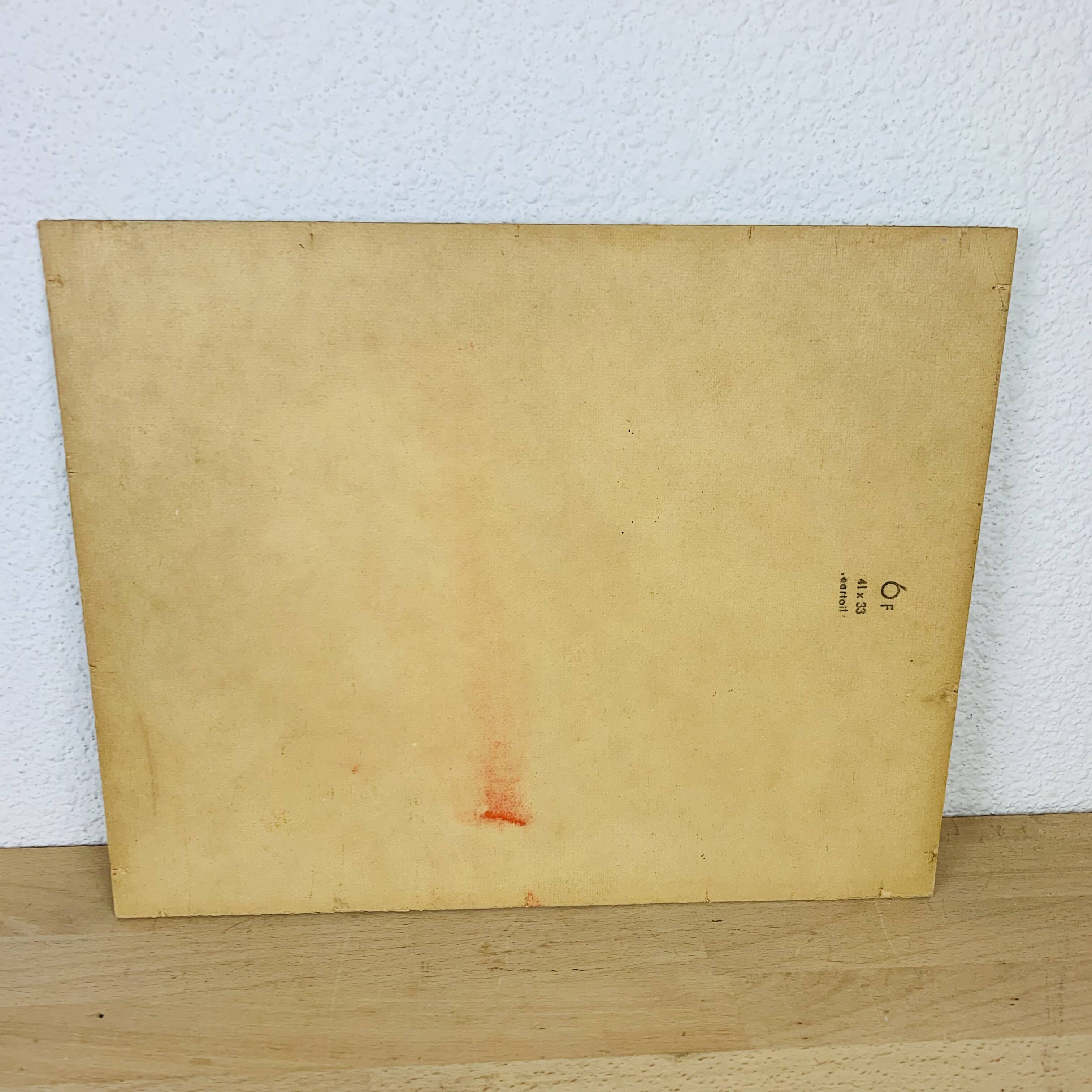 Oil painting on cardboard signed J. Masse village landscape