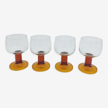 Set of 4 amber glasses