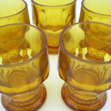 5 water cups in amber glass - Made in Italy - vintage 70s