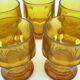 5 water cups in amber glass - Made in Italy - vintage 70s