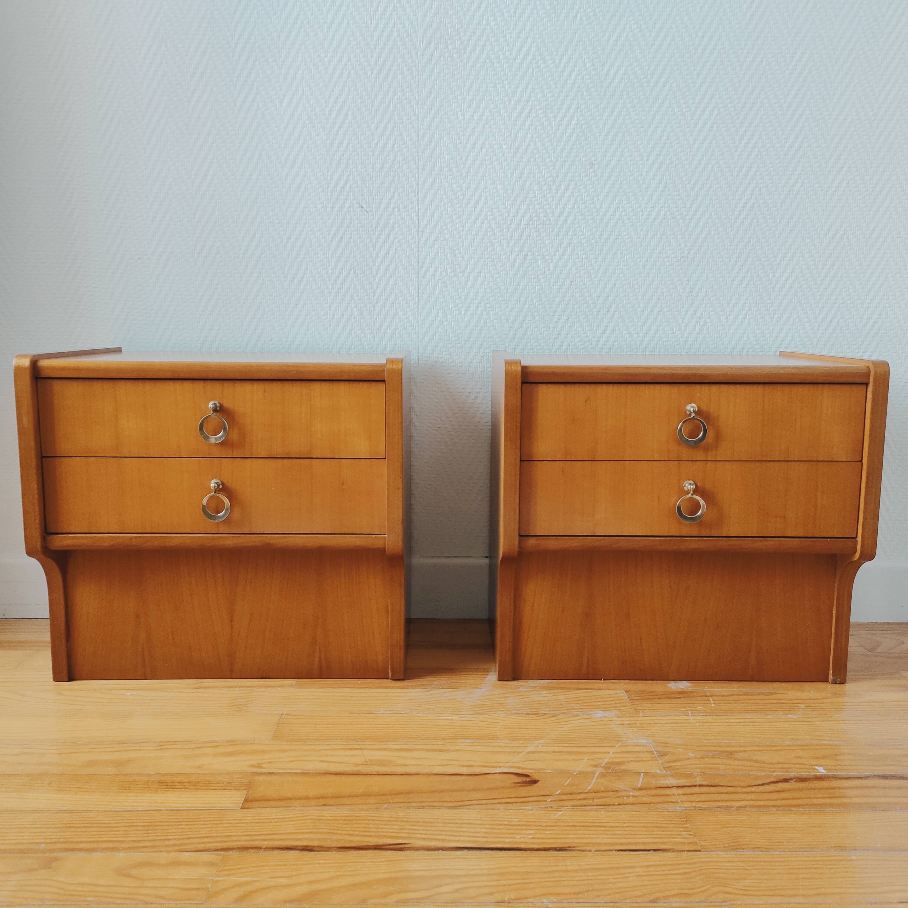 Pair of vintage Scandinavian bedside tables 1970