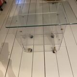 Table Roulante Desserte David Lange Plexiglas et Verre 4 Niveaux Vintage
