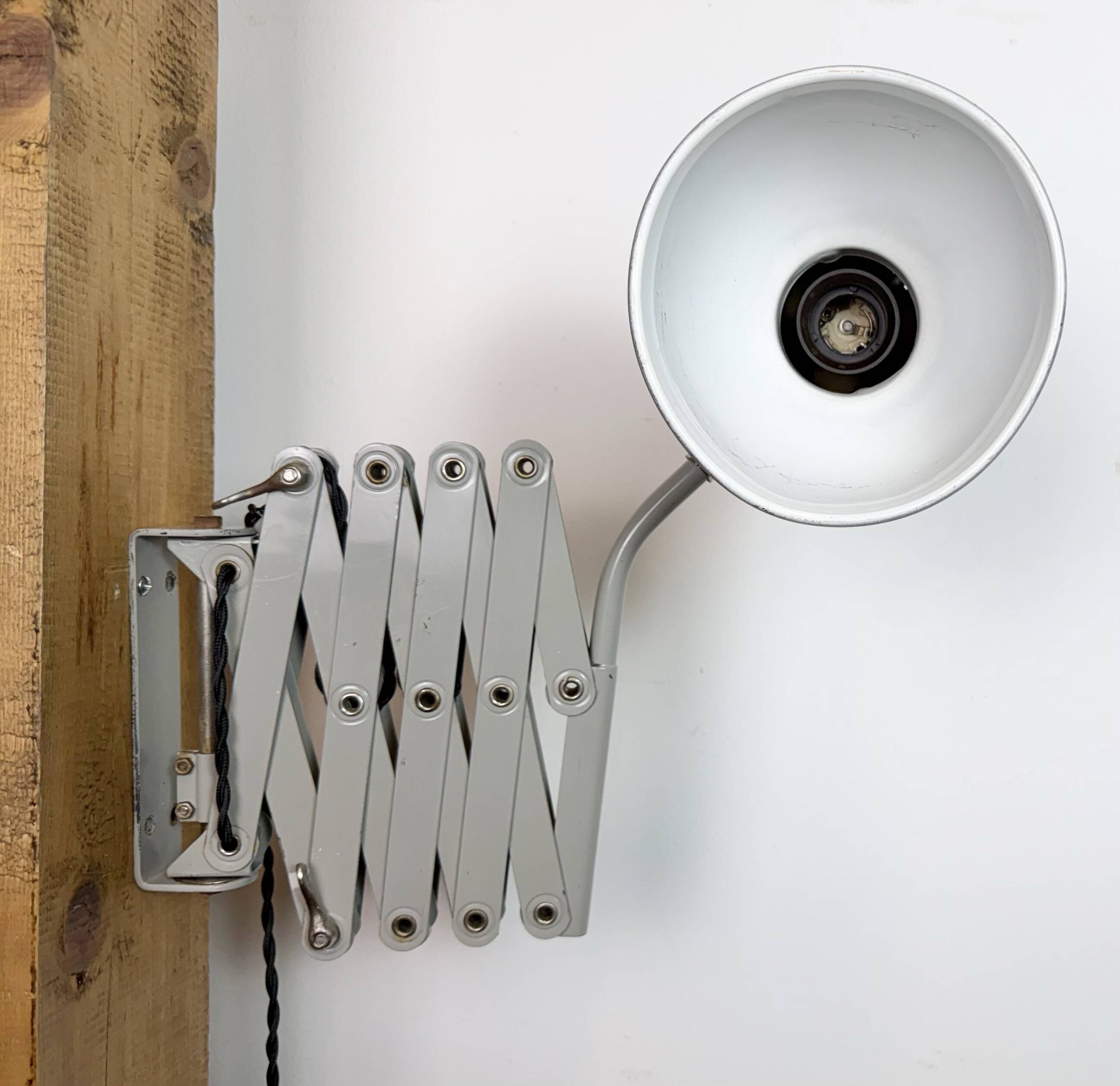 Grey German Industrial Scissor Wall Lamp from SIS, 1960s