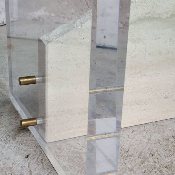 Table basse en verre, marbre et altuglas, Italie