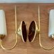 Pair of sconces with a light arm, brass and white opaline 1960.