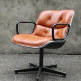 Leather swivel armchair by Charles Pollock 1970