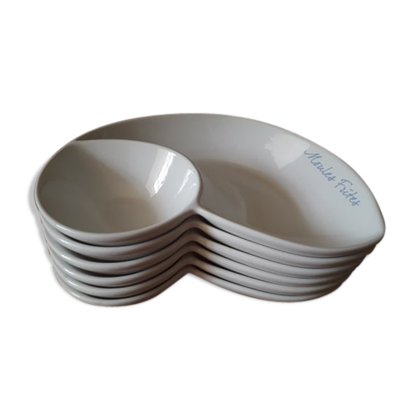 Assiette moules frites en forme de moule avec deux compartiments Selency