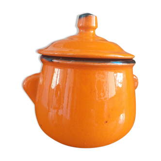 Pot à sucre en grés émaillé orange