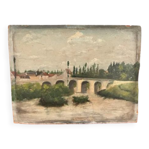 Huile sur panneau Le Pont