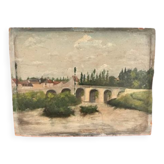 Huile sur panneau Le Pont