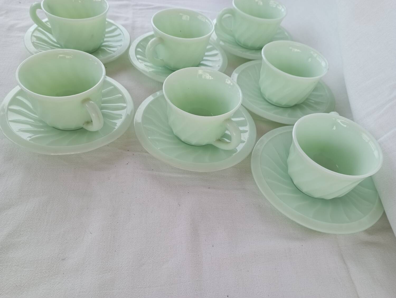 Mint green opaline cups
