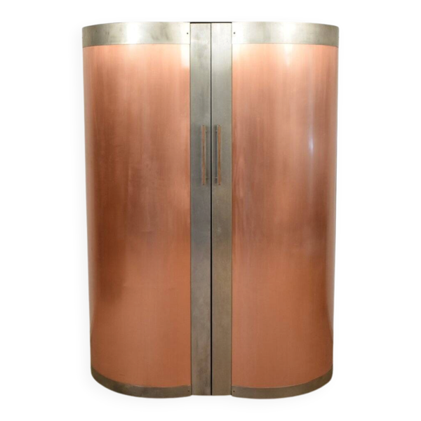 Cabinet avec portes en cuivre, années 1980
