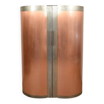 Cabinet avec portes en cuivre, années 1980
