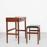 Midcentury Danish dressing table in teak by Dyrlund with ottoman by Spøttrup 1960s