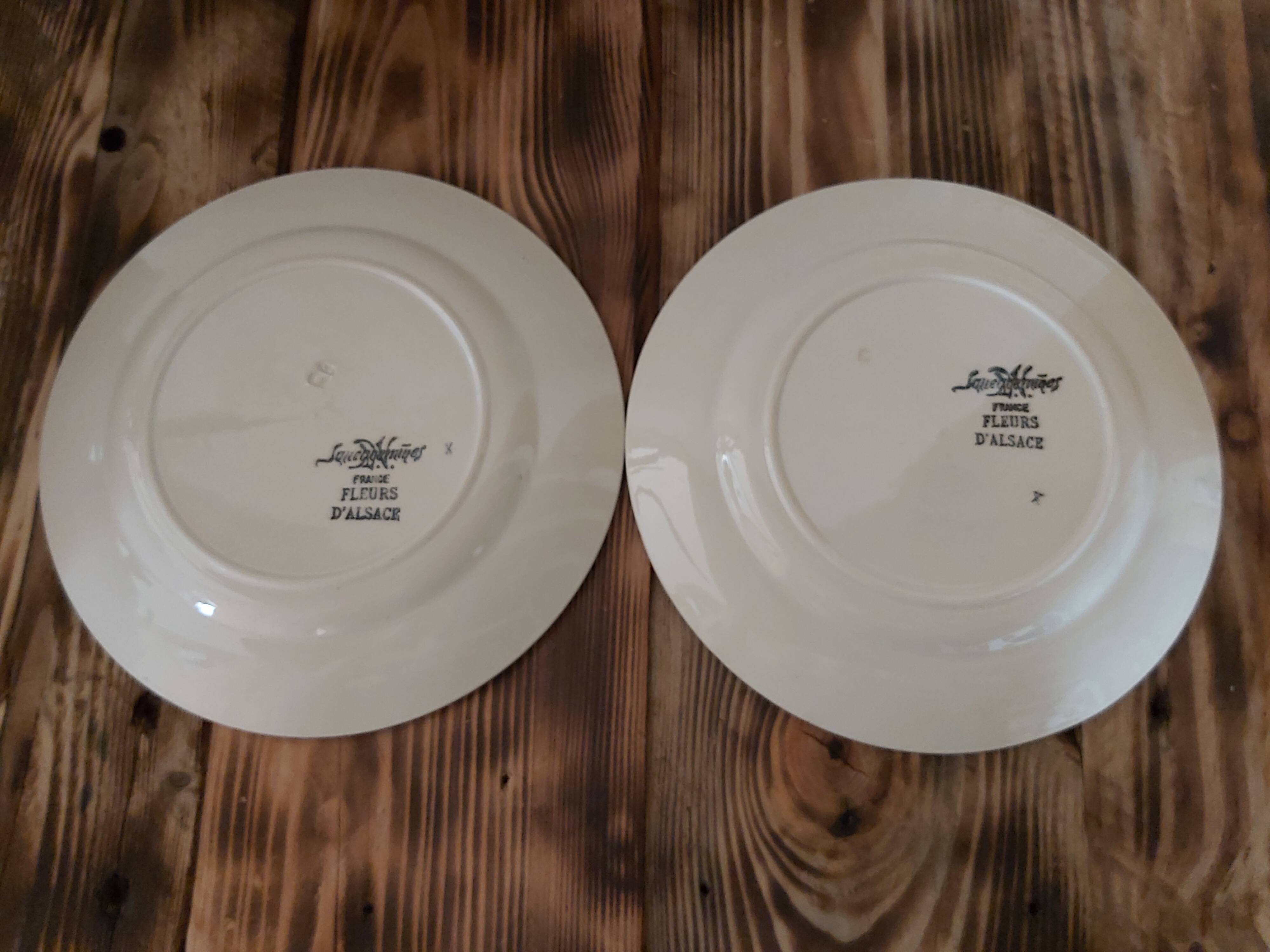 Dessert plates Sarreguemines décor Flowers of Alsace