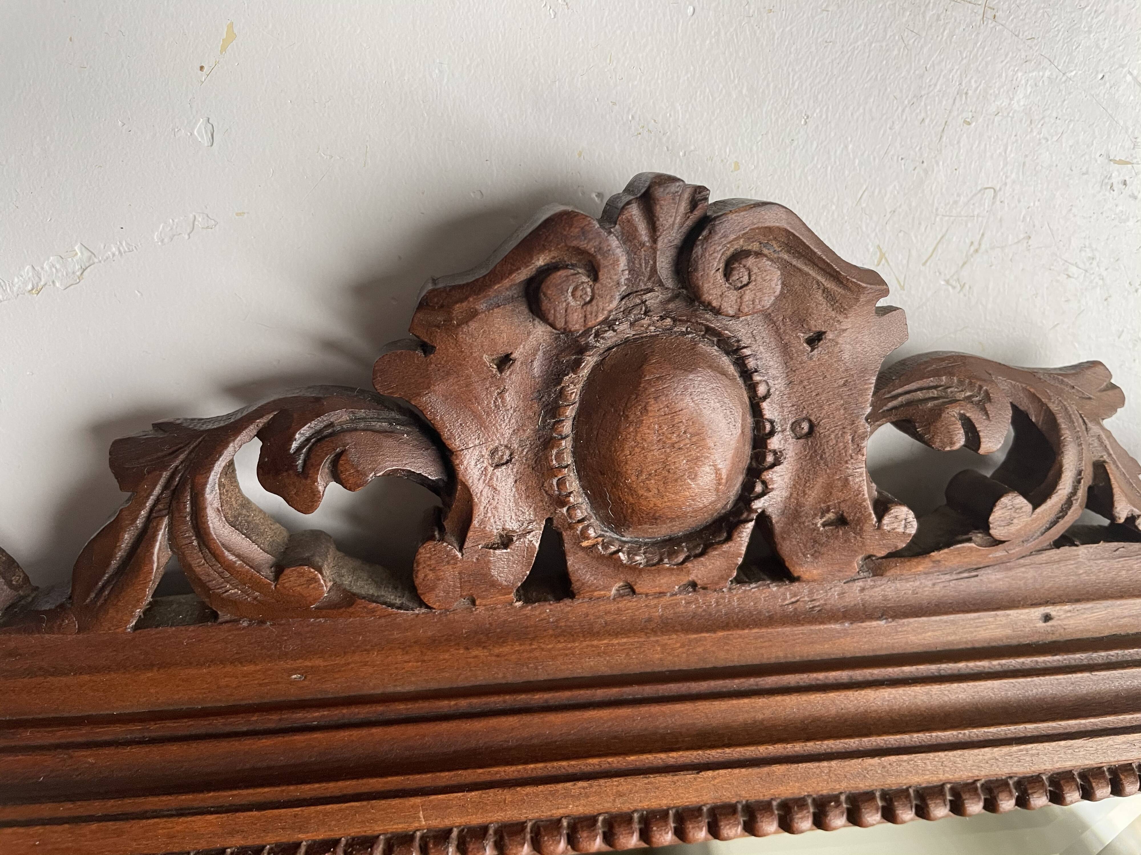 Bevelled mirror frame carved wood