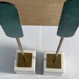 Pair of brass and marble bookends