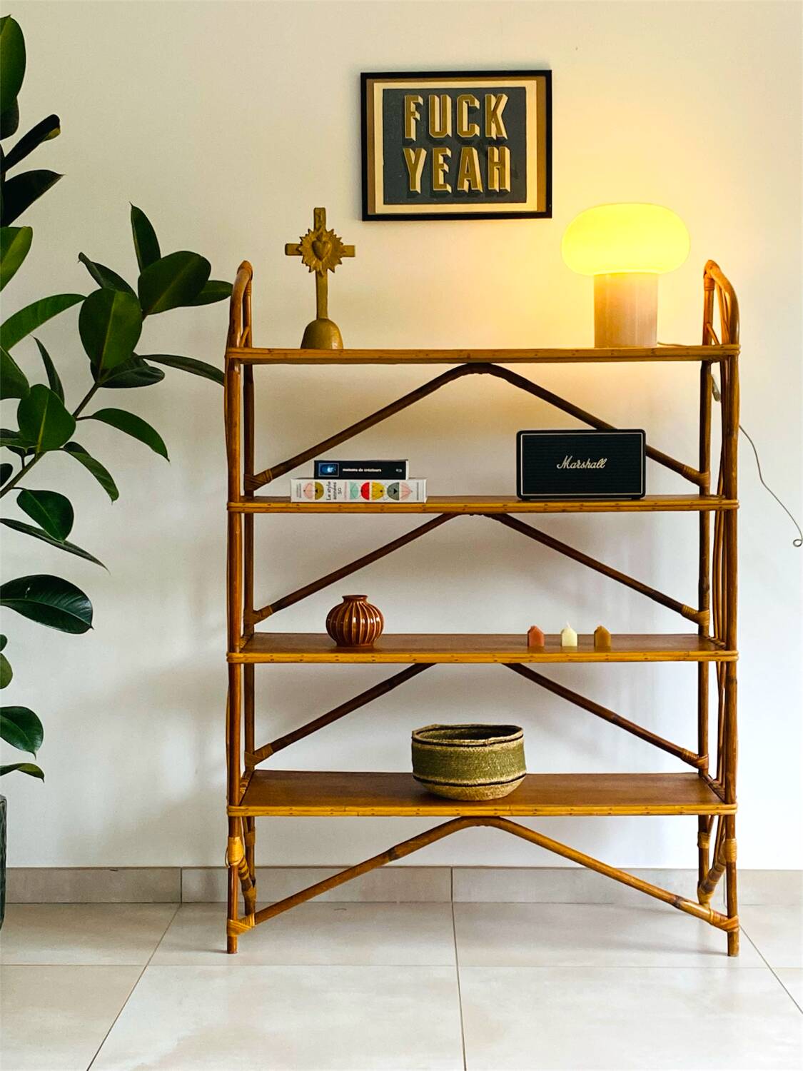 Vintage rattan shelf