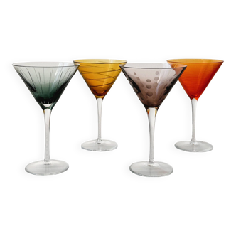 Set of 4 colored Martini glasses