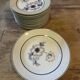 Set of 12 antique porcelain plates with anemone pattern + matching large plate 29.5 cm