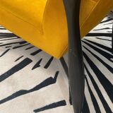 Armchair black mat ochre fabric