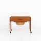 Teak sewing trolley / side table on castors