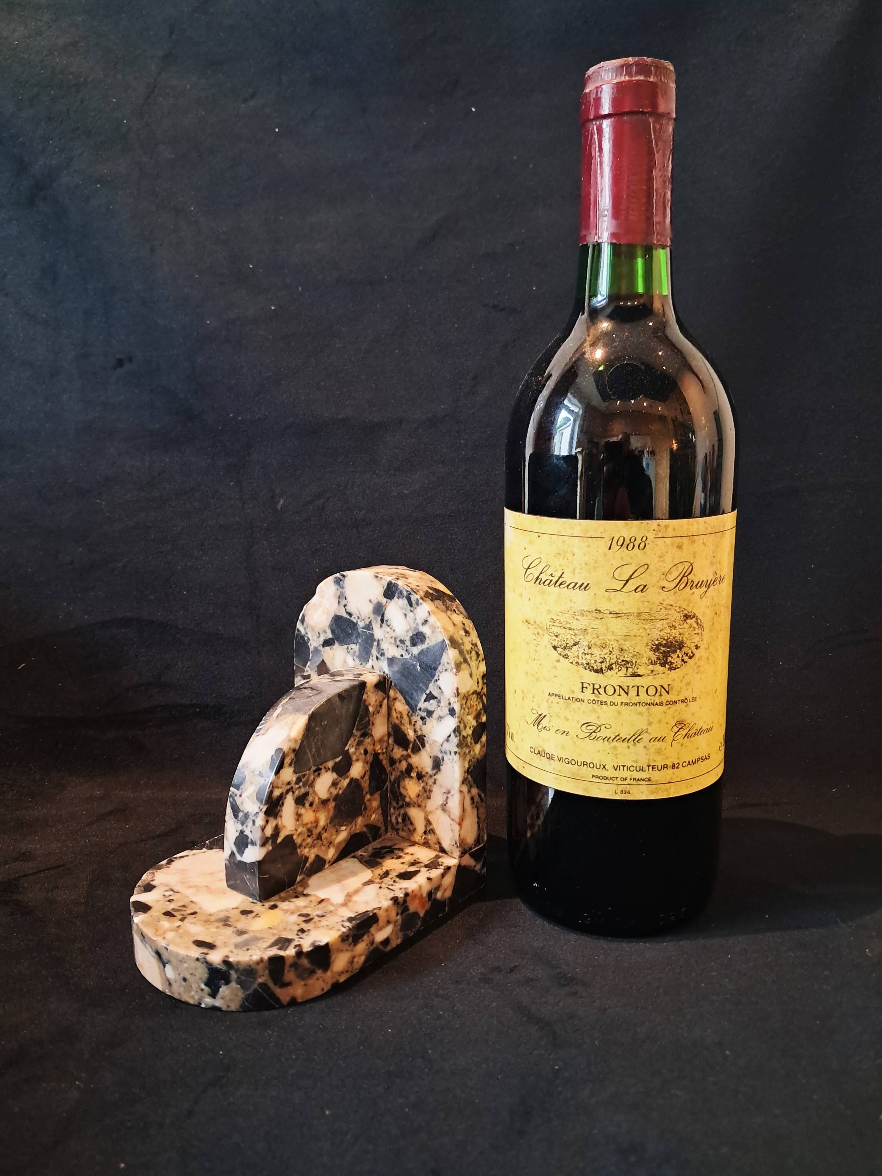 Pair of Art Deco Bookends in Black and White Breccia Marble