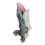 Antique fish shaped vase porcelain from france iridescent vintage