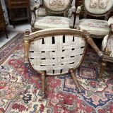 Suite of Five Armchairs with Back Medallion Louis XVI Style