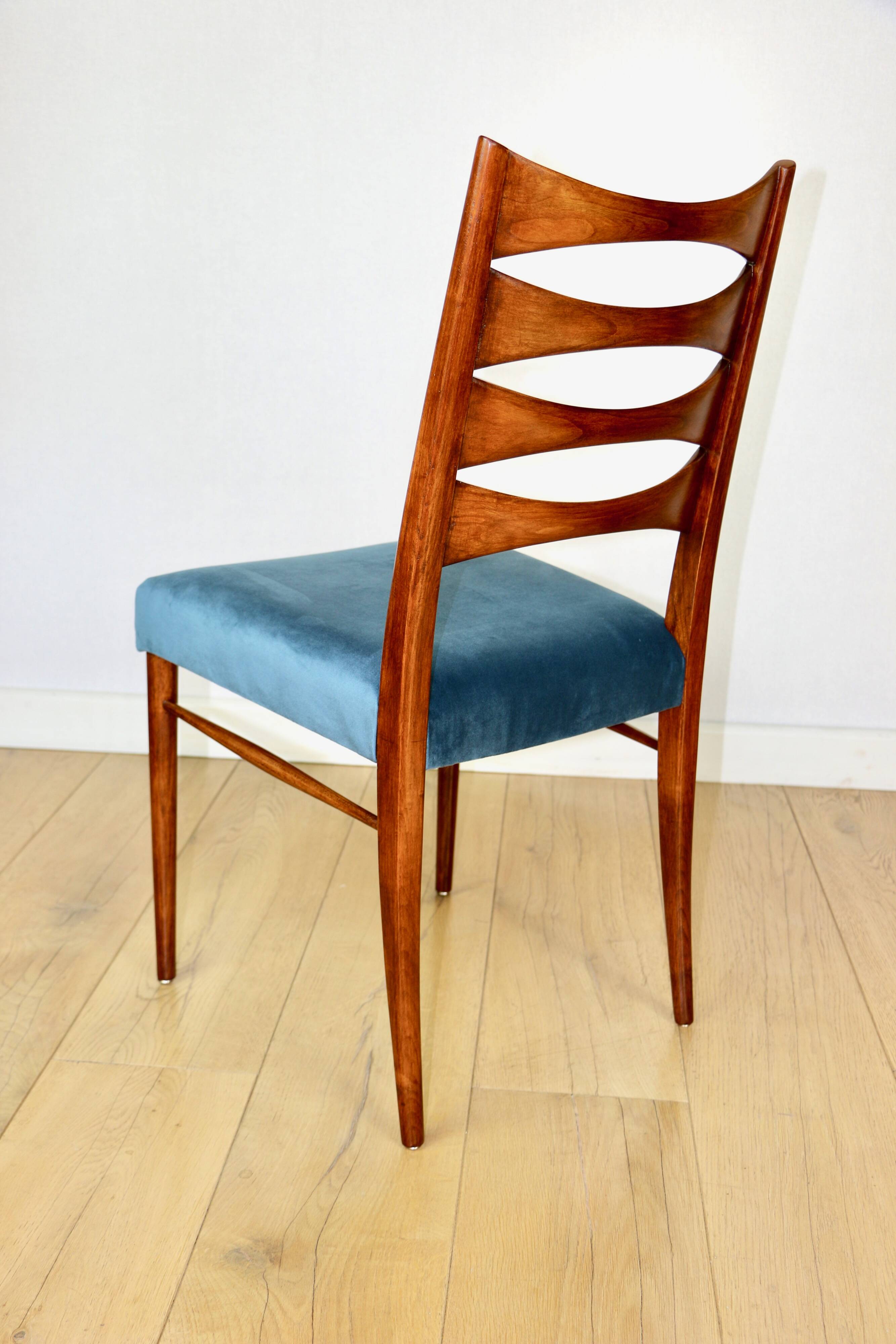 Danish vintage chairs blue turquoise vintage - set of 4 - great set