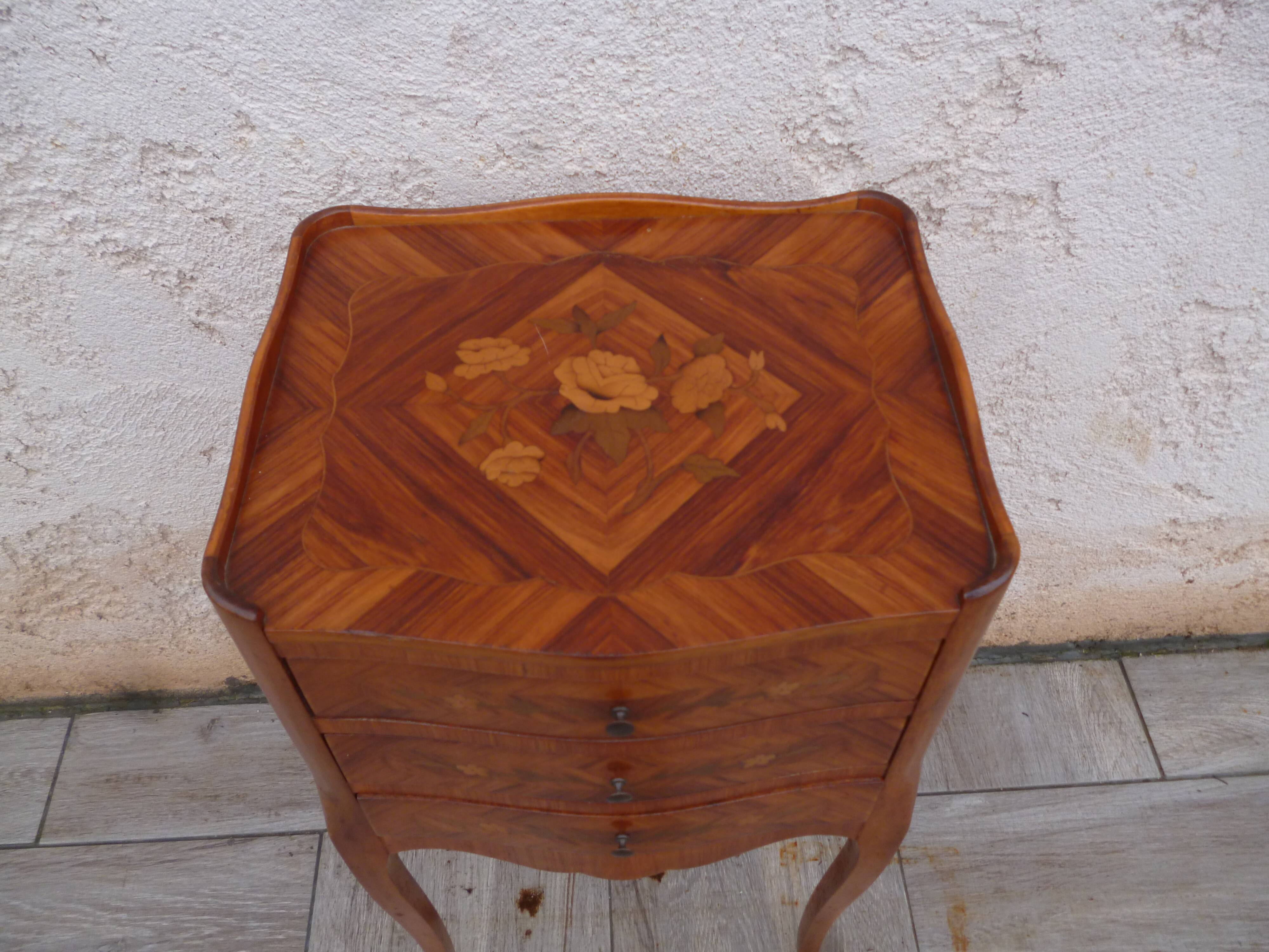 Bedside in marquetry style Louis XV