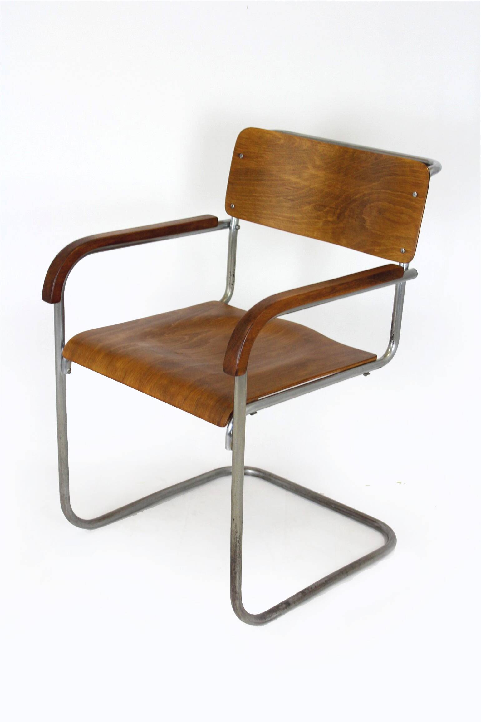 Chaise cantilever en chrome B34 restaurée de Bauhaus par Marcel Breuer, années 1930