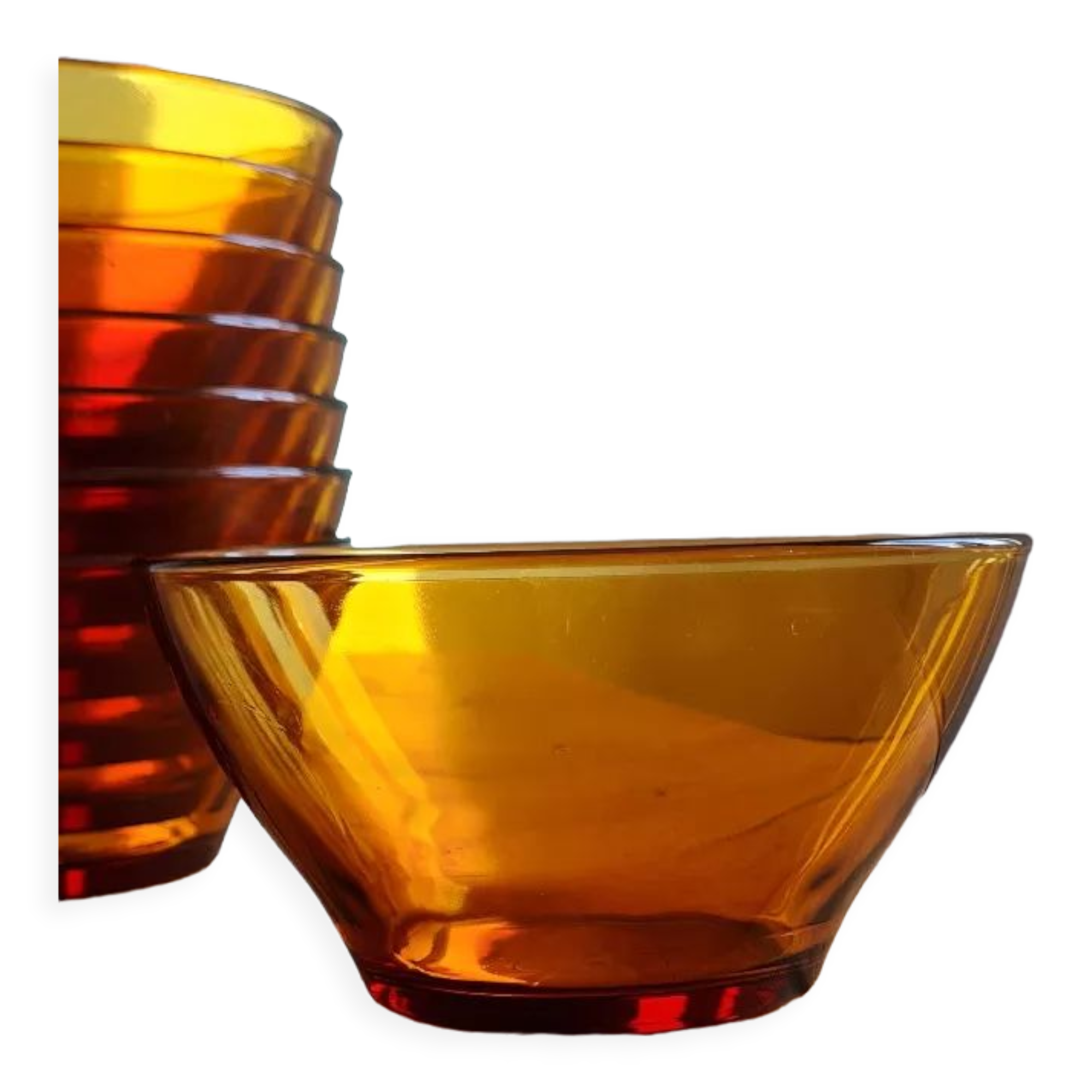Set of 8 bowls in amber Duralex glass