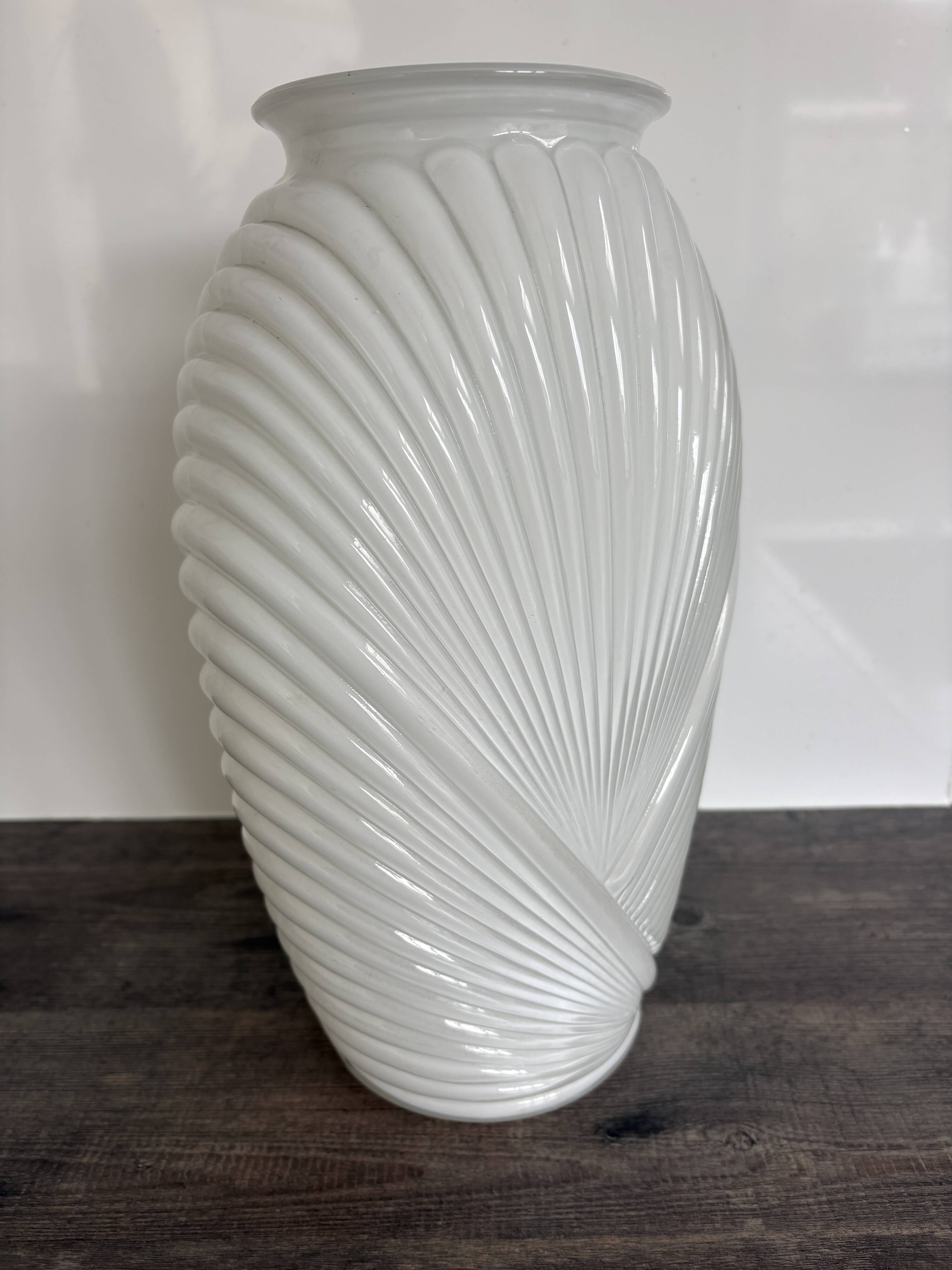 Vintage large pressed white glass vase