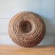 Old wicker basket, straw and bramble, woven basket, countryside, chalet, kitchen, interior decoration.