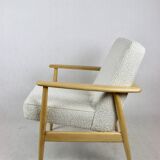White Ivory Boucle GFM63 Lounge Chair by J. Kedziorek, 1970s