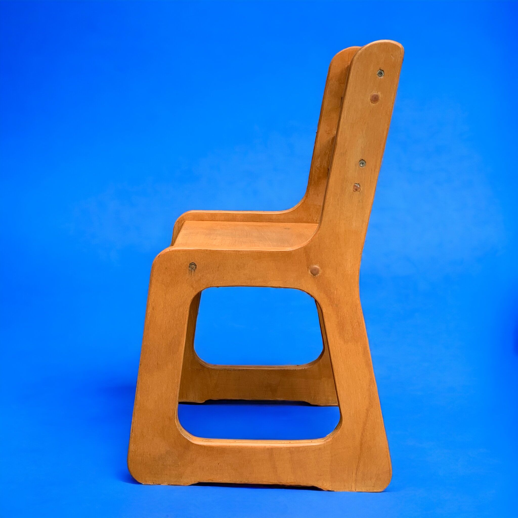 Children's wooden and formica desk and sled chairs 1970